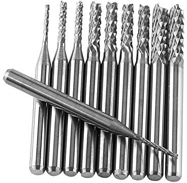 10 Stück Hartmetall-Schaftfräser Bohrer 1,0 Mm 1,5 Mm 2,0 Mm 2,5 Mm 3,0 Mm Schneidkantendurchmesser für Leiterplatten Kunststoff Edelstahl und Kupfer