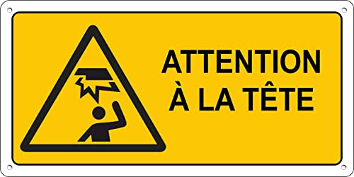 Pubblimania ATTENTION A LA TETE Panneau en aluminium métal 3 mm d'épaisseur Cm 29x14,5 (ATTENTION A LA TETE)