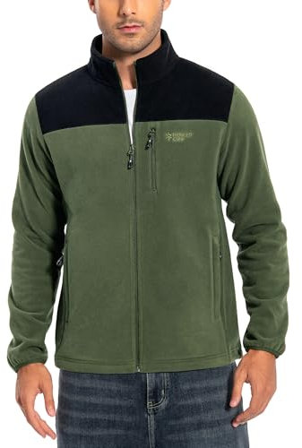 Pioneer Camp Herren Fleecejacke Full Zip Outdoor Polar Leicht Winddicht Jacke mit Reißverschluss Armee Grün L