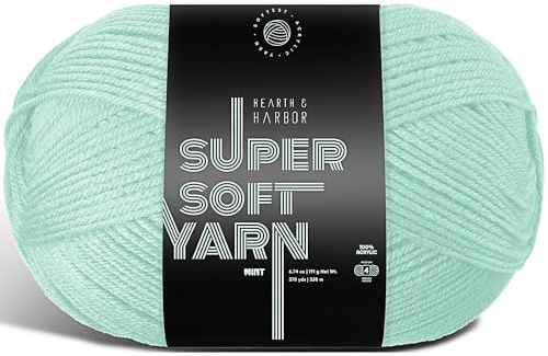 Acrylic Yarn for Crocheting & Knitting – Soft Crochet Yarn for Crocheting, 370 Yards, Perfect for Crafts & Amigurumi, Medium Worsted Weight 4, Mint
