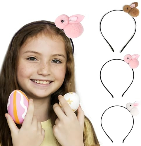 BYXG BYX Diadema de Conejo de 3 Piezas, Diadema de Conejo de Felpa de Pascua, Diadema con Orejas de Conejo, Adecuada para Mujeres y niños, Ropa de Fiesta, Accesorios de Regalo