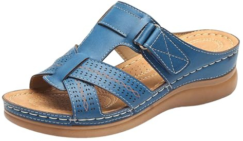 NaLatia Mules en Cuir pour Femme Sandales Mode Bout Ouvert Compensées Plateforme Pantoufles Premium Orthopédiques Sandales Vintage Chaussons de Plage d'été
