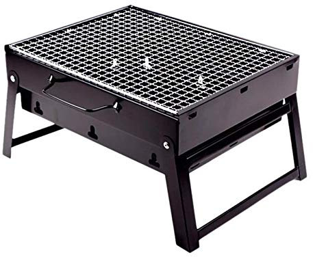 Barbacoa Mini Hogar Barbacoa De Carbón Parrilla Al Aire Libre Plegable Portátil Desechable Estufa De Barbacoa De Acero Al Aire Libre (Negro 43x29cm)
