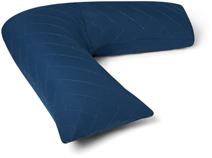 Charlotte Andersen Orthopaedic V Pillow with Pillowcase. Non Allergenic Quilted Cushioning Head, Neck & Back Support Pillow (NAVY, V PILLOW WITH QUILTED PILLOWCASE)