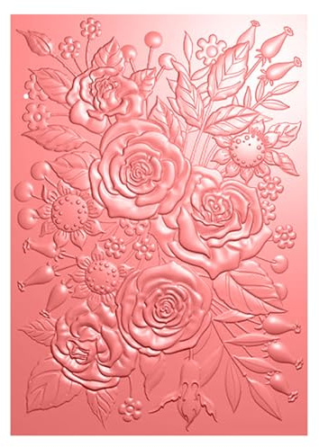 Briartw 3D Embossing Folder for Card Making,Rose Garden Clear Plastic Texture Fades Embossing Folder Template for Scrapbooking and Other Paper Craft Album Stamps DIY Decoration