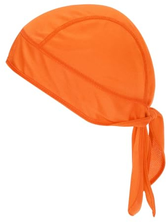 PATIKIL Sweat Wicking Cap, Skull Cap Football for Men Dew Rags Breathable Cooling Helmet Liner Bandana for Cycling Running Sports Hat, Orange