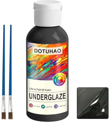 DOTUHAO Underglaze, Black Underglaze for Ceramics, Pottery Glaze, Concentrated Ceramic Glaze, Low Fire Glaze for Ceramic and Pottery Painting, Ideal for Art Projects (Black,60ml)