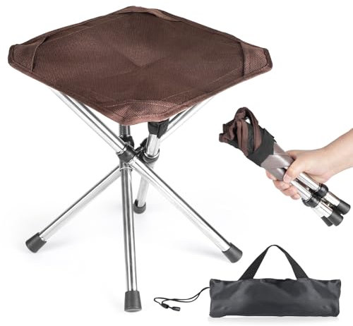 SWAWIS Taburete Plegable Banqueta Plegable Pequeño Taburete Plegable Camping para Camping para Interiores y Exteriores Camping Senderismo Caza Picnic Viaje etc, Marrón
