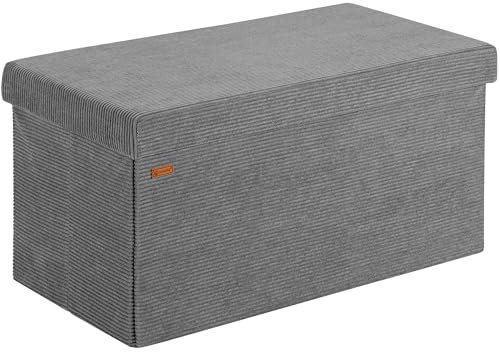 Casaria® Sitzbank mit Stauraum Anthrazit Cord Faltbar Sitzbank 300kg Belastbar 76x38cm Truhe für Wohnzimmer Schlafzimmer Flur Diele Truhenbank Bank