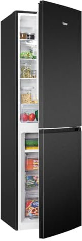 Bomann Kühlschrank mit Gefrierfach | Energieklasse D | 181cm | No Frost | leise 39 dB | Kühl Gefrierkombination No-Frost | 4 Ablagen & 3 Schubladen | 247L Kühlgefrierkombi | KG 7360 schwarz