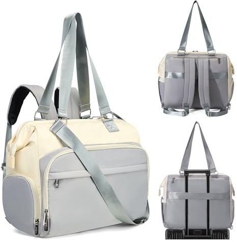 Fexkean Baby Umhängetasche Wickeltasche Rucksack Bote Reisewindeltasche,Große Diaper Bag Handtasche,Multifunktions Babytasche mit Wickelauflage Isolierten Taschen(3039-Gray&Beige)