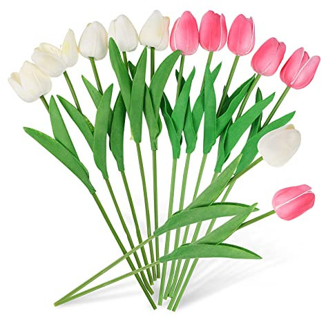 Vaguelly 10 Pièces Lot de Tulipes Artificielles Fleur De Tulipe Synthétique Décoration pour Maison Et Chambre
