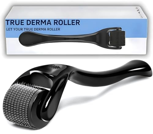 Derma Roller 0.5mm Beard Hair Rollers for Men| Microneedling Roller for Face Body Scalp| Derma Roller for Men & Women| 540 Titanium Needle Home Use, Acne Marks, Cellulite Treatment.(Matte Black)