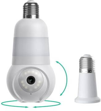 Luna Light Bulb Security Cameras Wireless Outdoor Indoor, 360° Pan Tilt, Color Night Vision, LED Bulb & Spotlight, 2.4GHz Wi-Fi 6, Porch Light Cameras for Home Security (2026 Upgrade Version)