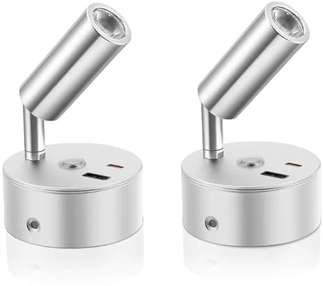 Illuminazione Interna Spot Lampada Auto LED Luce 2 pezzi, 12 V Lampada da Lettura Rotazione 180° Regolazione Touch della Luminosità Porta di Ricarica USB per Camper Van Barca Caravan Veicolo Campeggio