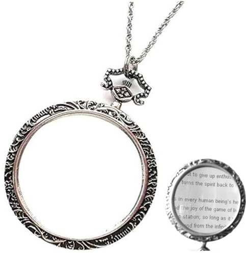 Collier loupe 10X 2x2 Pouces loupe Pendentif Collier léger Portable Anti-Perte pour Enfants âgés Verre, Pendentif, Magni
