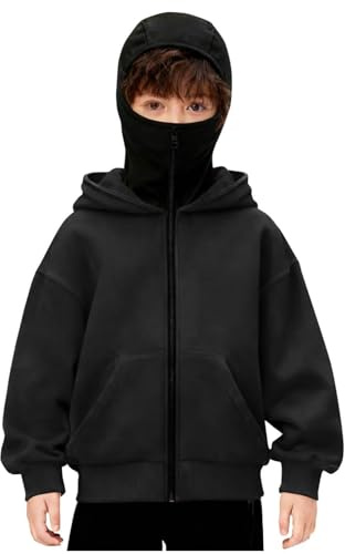 Pasamontañas con Capucha para niños y niñas, Sudadera con Capucha Doble Resistente al Viento, Manga Larga, cálida, suéter de Viaje de Moda