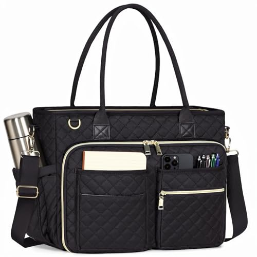 LIAMERHE Maletín Ordenador Portátil 15,6 Pulgadas Mujer Bolso Profesora Bolso de Trabajo con Bolsillo Aislante Impermeable de Nailon Bolsa para Portátil para Oficina, Universidad, Enfermera