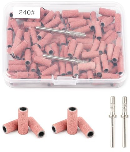 100 bandas de lijado pequeñas para broca de uñas con pulido de uñas naturales 240# rosa sanding bands lijado para taladro de uñas,mini bandas de lijado para taladro de uñas para manicura y uso