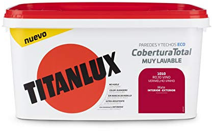 Titanlux Titan Pintura Plástica Covertura Total 4L Gama de Colores (1010 Rojo Vino)