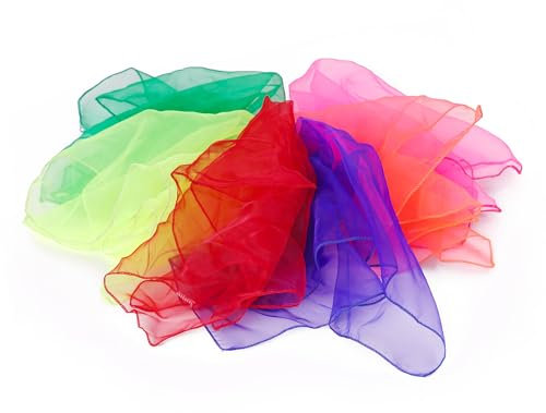 Sport-Thieme Jongliertücher-Set Nylon | Ideal für Einzel- und Gruppenjonglagen | Neonfarben | Gesäumte Ränder