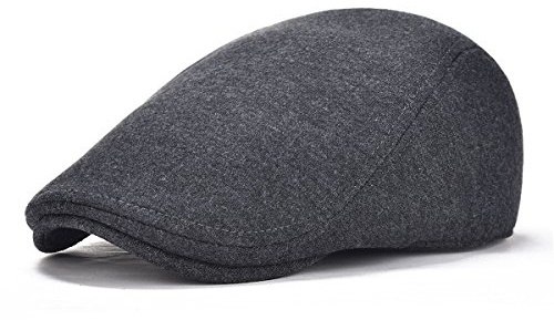 BOTVELA Men's Cotton Flat Ivy Gatsby Newsboy Driving Hat Cap (Dark Grey)