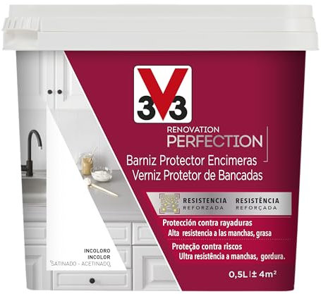 V33 Barniz Renovation Perfection Encimeras Incoloro Satinado, 500mL
