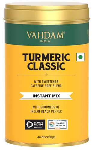 VAHDAM, Kurkuma Classic Latte, 40 Tassen (100g) | Goldene Milch Pulver Mit Curcumin | Kurkuma Latte | Golden Milk | Heiß Brauen Oder Iced
