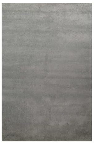 Homie Living Vielseitiger Kurzflor Wolle Teppich flexibel einsetzbar in Allen Räumen - Campino (120 x 180 cm, hellgrau)