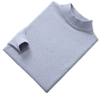 Herrtröja ulltröja pullover höst vinter halv polokrage mjuk varm kashmirtröja jumper stickade tröjor, Ljusgrå9, XXL