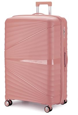 Aerostar 32” Extra Large Lightweight PP Hard Suitcase 4 Silent Spinner Wheels Check-in Luggage Integrated Safe and Secure TSA Lock (Rose Gold, 117 Litre)