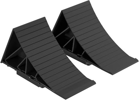 Wiltec Unterlegkeile Anhänger 2 Stück bis 1,6t Unterlegkeile Wohnmobil 220x90x110mm für verschiedene Reifengrößen, mit 2 Halterungen und Schrauben
