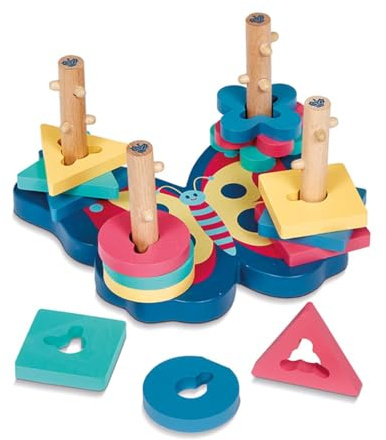 Dal Negro - Farfalla magica, gioco ad incastro con forme in legno adatto ai bambini dai 3 anni in su