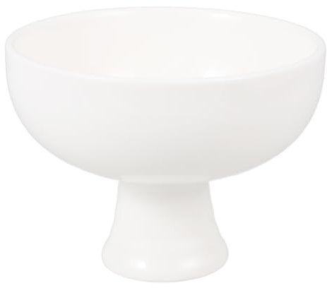 PRETYZOOM Ceramic Footed Bowl Decorative Pedestal Bowl for Table Decor Kitchen Counter Fruit 5 Inch Round Footed Serving Plate for Home Kitchen Counter Centerpiece Beige