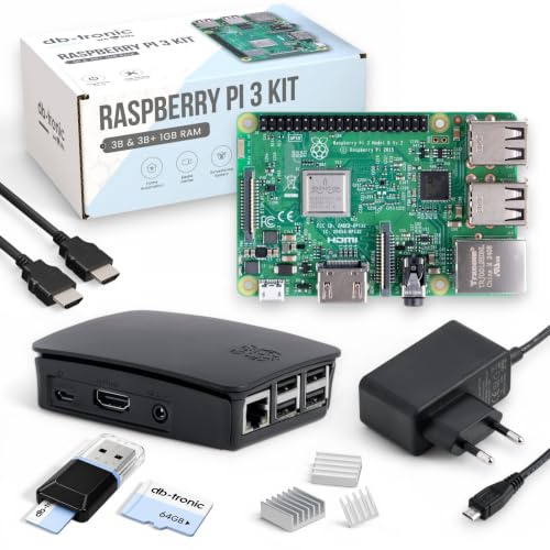 db-tronic Raspberry Pi 3 B 1 Go Starter Kit | Édition 64 Go | Alimentation | Boîtier | HDMI | Lecteur USB | Dissipateurs | idéal pour Home Assistant et Le Smart Home