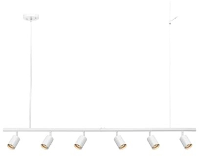 Globe Electric 64000124 55 6-Light Adjustable Height Track Lighting, Matte White, Pivoting Heads, Modern Ceiling Light for Kitchen, Hallway or Dining Room, Dimmer Switch Compatible