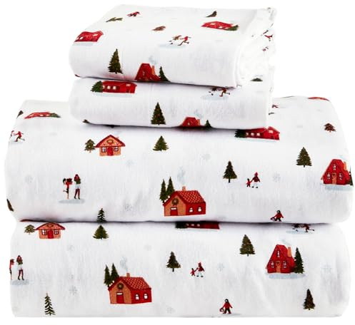 Comfort Spaces Set di lenzuola in flanella di cotone al 100%, ultra morbide e accoglienti, con tasca elastica da 30,5 cm, per materassi fino a 35,6 cm, stampa originale, set di lenzuola in flanella
