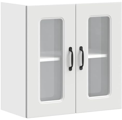 vidaXL Pensile da Cucina con Porta in Vetro Kalmar Bianco Truciolato, armadietto pensile Cucina, pensile per Parete Cucina, pensile Cucina a Parete