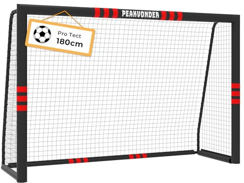 PEAKVONDER 180 x 120cm Fussballtore für Garten Kinder und Erwachsene mit Anti-Rost Beschichtung -Fußballtor Kinder Outdoor inkl. Erdanker für optimalen Halt - Fußball Tor mit rundum Polsterung TSG003R