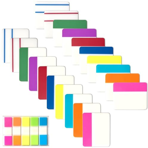 Sticky Index Tabs Book Page - 500Pcs 2 Inch Writable Colored Pages Markers, Repositionable File Tab Flags Labels Self Adhesive Reading Divider Sticker for Books, Binders, Notebook and Folders (21 Set)
