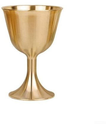 HomeVortex Copa de cáliz de latón de estilo vintage, copa de vino de cobre con borde liso, vaso de metal dorado para vino tinto, cerveza, agua, portátil, reutilizable (M)