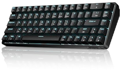 Dierya Clavier Gamer Mecanique sans Fil DK68,65% Clavier Gaming Rétroéclairage RGB avec Bluetooth/2.4G /Type-C,68 Touches Anti-Ghosting Switch Bleu,Noir