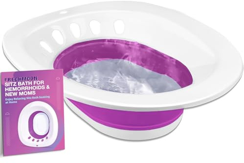 FRECHMOON Sitz Bath for Toilet Seat, Hemorrhoids and Postpartum Care, Yoni Steam Seat, Sits Bath Kit for Women - Collapsible, Deeper Bowl - Use w/Sitz Bath Salt - Purple