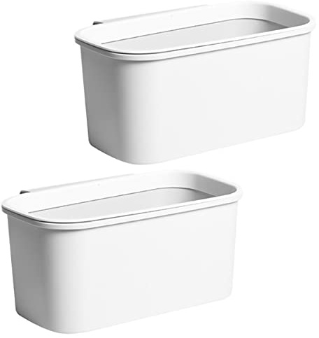 CTIRCHIU Hanging Trash Bin and Kitchen Garbage Bin Set 2pcs White Plastic Home Waste Storage Container for Kitchen Organization