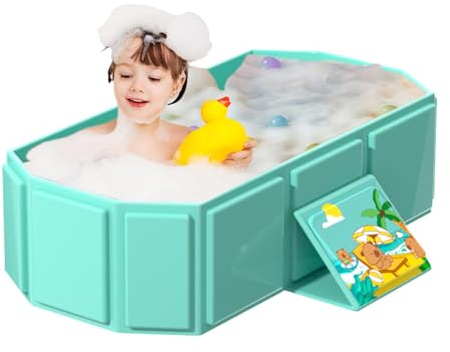 Bañera plegable para niños: lavabo para niños pequeños, bañera plegable portátil, diseño que ahorra espacio, cómodo cubo para lavar bebés | Marco de soporte antideslizante, estructura de dura
