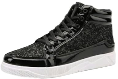 Paljettsneakers herr, skor herr glitter guld sneakers hög topp fritidsskor glänsande promenadskor med tjock sula paljettskor karneval skateboardskor mode herrstövlar