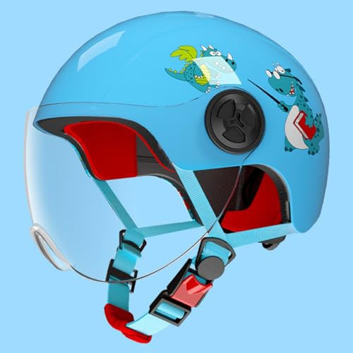 Casco Infantil para Niños Y Niñas De 3 A 12 Años, Casco De Ciclomotor con Visera Solar, Casco De Motocicleta Abierto, Homologado ECE 22.06. D,48-54cm