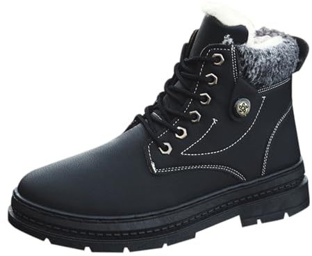 Bottines d'hiver chaudes à lacets pour homme avec col en fausse fourrure - Baskets tendance pour tous les jours, gris foncé, 40 2/3 EU