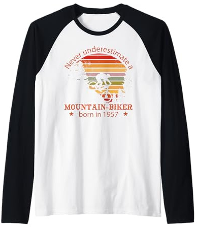 MTB Bike Ciclista Mountain-Biker Nacido 1957 Cumpleaños Bici Camiseta Manga Raglan