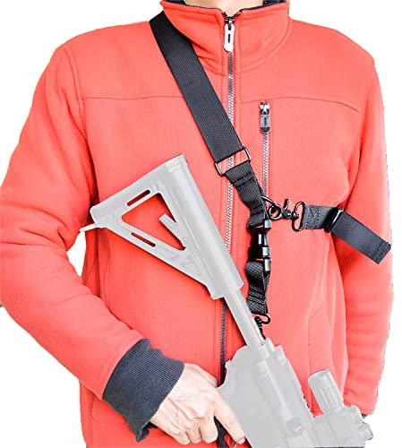 Rifle Sling 2 Point Sling One Point Sling Airsoft Sling Multi-use Rifle Strap Fast Adjustable Gun Carry Strap with Metal Clips Fit Most Gun Ring or Mount